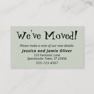 Quirkische "We ve Moved"-Karten mit grünen Hand-Ou Visitenkarte