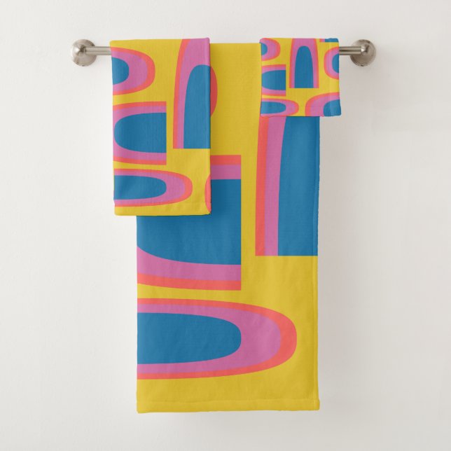 Quirky Abstrakte geometrische Formen in leuchtende Badhandtuch Set (Insitu)