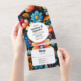Quirky-Aquarell-Fiesta mit Abreißen-UAWG All In One Einladung