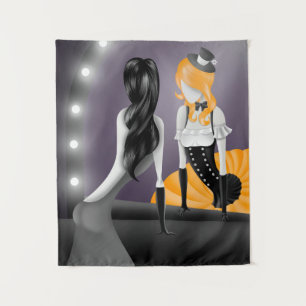Quirky Ballerina & Dancer Reflexion Gelb Wandteppich