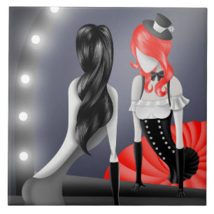 Quirky Ballerina & Dancer Reflexion Red Fliese