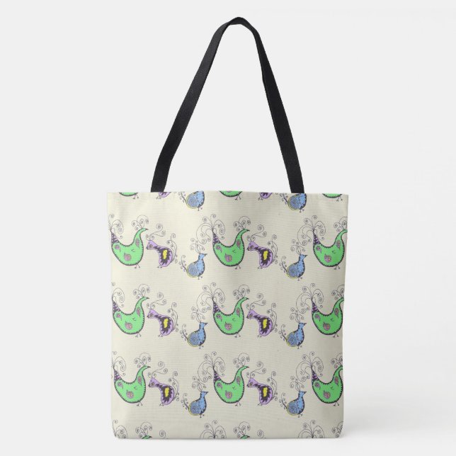 Quirky Birds Tote Tasche (Vorderseite)