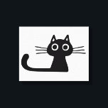 Quirky Black Kitty Cat Black and White Animal Art Leinwanddruck<br><div class="desc">Die schwarze Kätzin mit großen Augen, langen Whiskys und langen Schwänzen. Mit dieser skurrilen Tierkunst fügen Sie einer langweiligen weißen Wand ein wenig Lustigkeit hinzu. Spaß für ein Kinderzimmer oder für jeden Raum, der einen lustigen Schwarz-Weiß-Kunstdruck verwenden kann. Besuchen Sie Jenn's Doodle World für originelle Liebesdesigns und Geschenke mit diesem...</div>