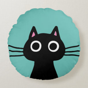 Quirky Black Kitty Cat Coole Cat Lover Rundes Kissen