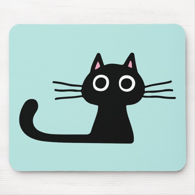 Quirky Black Kitty Cat mit Long Whiskers Mousepad (Vorne)