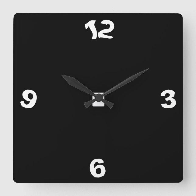 Quirky Black/White> Wall Clock Quadratische Wanduhr (Vorderseite)