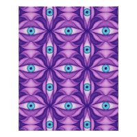 Quirky blaue Augen im mystischen Lila Muster