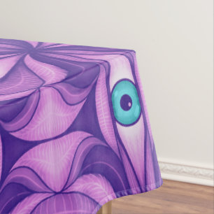 Quirky blaue Augen im mystischen Lila Muster Tischdecke