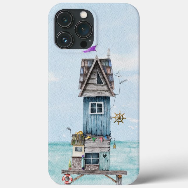 Quirky blaue Strandhütte Hütte Case-Mate iPhone Hülle (Rückseite)