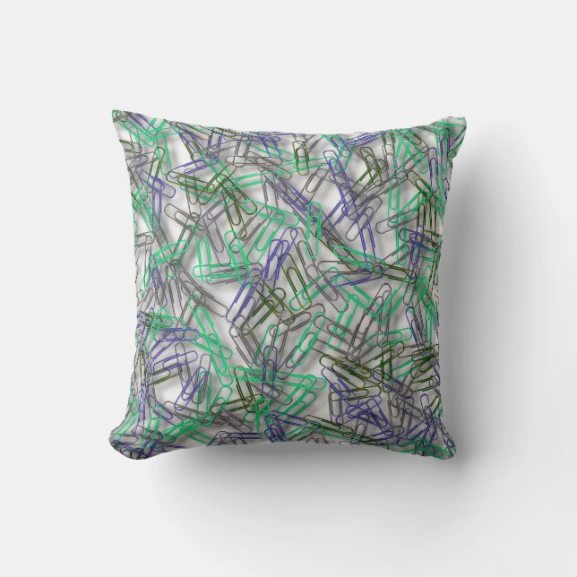 Quirky Blue Green Paperclips  Kissen (Vorderseite)