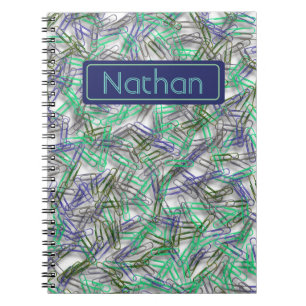Quirky Blue Green Paperclips Personalisiert Notizblock