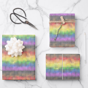 Quirky Boho Karo Bunt Regenbogenfahne der schwulen Geschenkpapier Set
