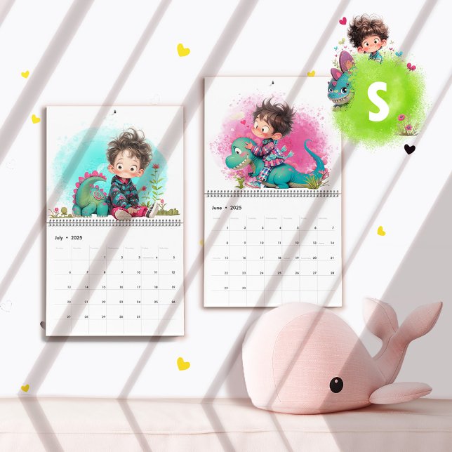 Quirky Boy & Dinosaur Cartoon Calendar Kalender (Quirky Boy & Dinosaur Cartoon Calendar)