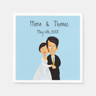 Quirky Cartoon Brie and Groom Serviette