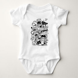 Quirky Cartoon Character Crowd Baby Strampler