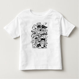 Quirky Cartoon Character Crowd Kleinkind T-shirt