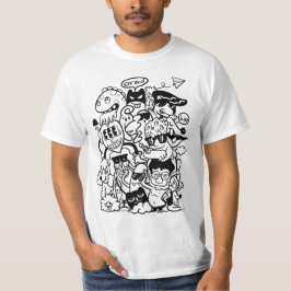 Quirky Cartoon Character Crowd T-Shirt