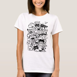 Quirky Cartoon Character Crowd T-Shirt