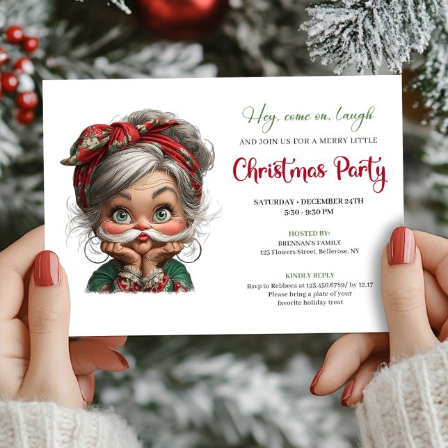 Quirky Cartoon Granny Happy Xmas Event Invitation (Quirky Cartoon Granny Happy Xmas Event Invitation)