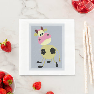 Quirky Cartoon Kuh Fun Farm Animal Serviette