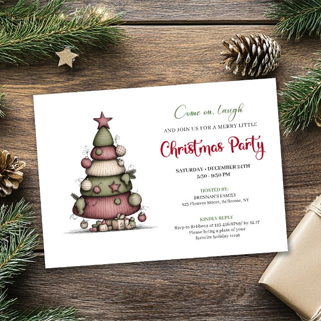 Quirky cartoon tree holiday printable invitation (Quirky cartoon tree holiday printable invitation)