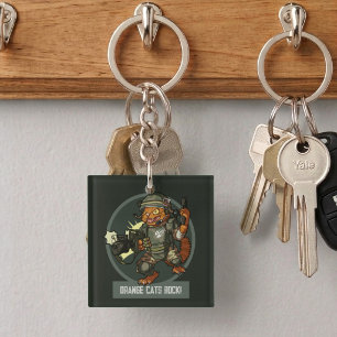 Quirky Cat Marine Orange Katzen rocken! Sci-Fi-Kun Schlüsselanhänger