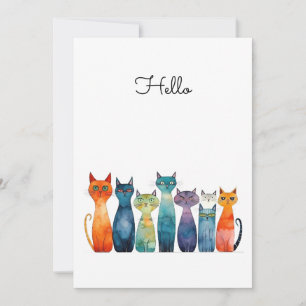 Quirky Cats Hello Custamizable Flat Karte