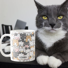 Quirky Cats Individuelle Name Kaffeetasse