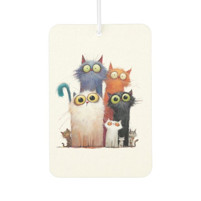 Quirky Cats with Big Eyes Air Freshener Autolufterfrischer (Vorderseite)