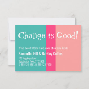 Quirky "Change is Good" - Farbige neue Adresskarte Mitteilungskarte