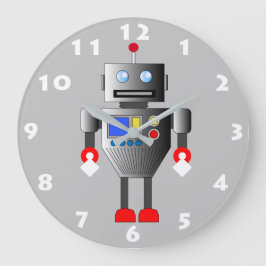 QUIRKY CHARCOAL GRAY ROBOT TOY MIT WEISSEN ZAHLEN GROßE WANDUHR
