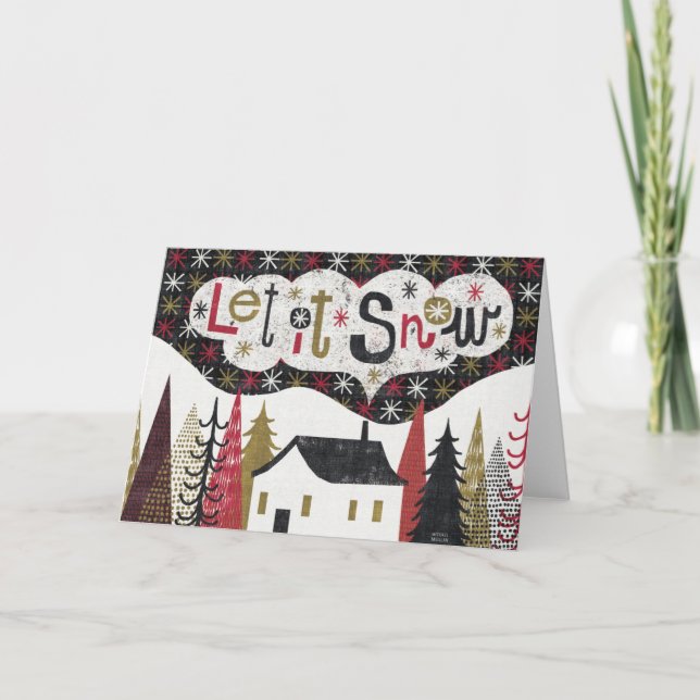 Quirky Christmas Cabin Feiertagskarte (Vorderseite)
