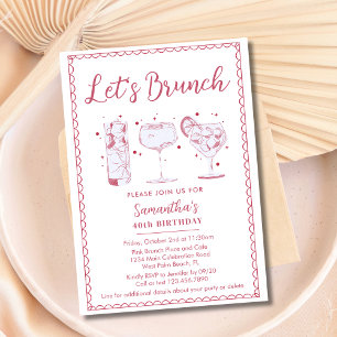 Quirky Cocktails Pink Lass uns Brunchen Jede Veran Einladung