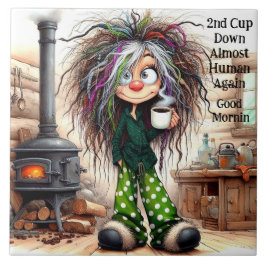 Quirky Coffee Lady Beinahe menschliche Keramik Til Fliese