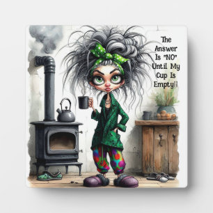 Quirky Coffee Lady Leere Cup Plaque mit Easel Fotoplatte