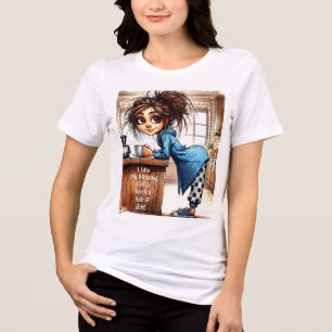 Quirky Coffee Lady Side Of Ladies T-Shirt Tri-Blend Shirt