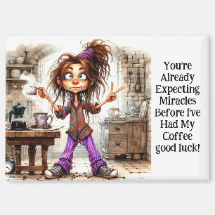Quirky Coffee Lady Viel Glück Magnet