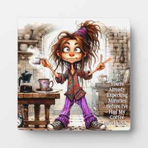 Quirky Coffee Lady Viel Glück Plaque mit Easel Fotoplatte