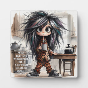 Quirky Coffee Lady Wait Plaque mit Easel Fotoplatte