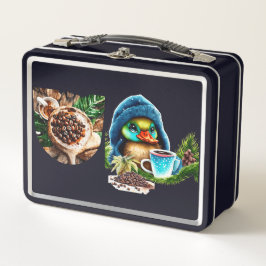 Quirky Coffee Lover Duck Design Metall Brotdose