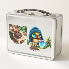 Quirky Coffee Lover Duck Design Metall Brotdose