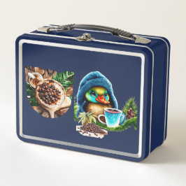Quirky Coffee Lover Duck Design Metall Brotdose