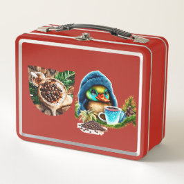 Quirky Coffee Lover Duck Design Metall Brotdose