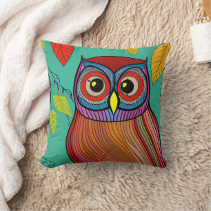 Quirky Colorful Folk Abstraktes Schaf Kissen
