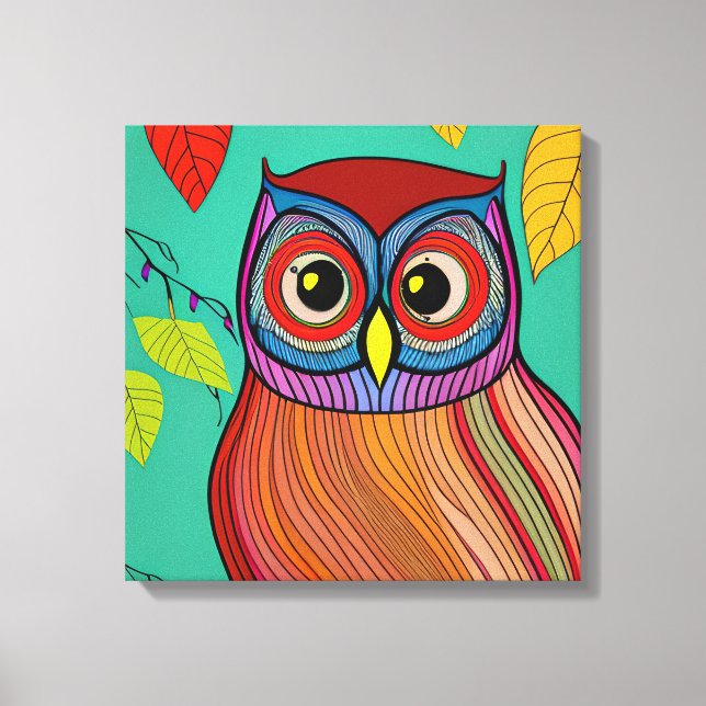 Quirky Colorful Folk Abstraktes Schaf Leinwanddruck (Vorderseite)