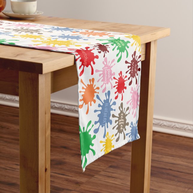 Quirky Colorful Food Stain Spritzer Kurzer Tischläufer (Beispiel)