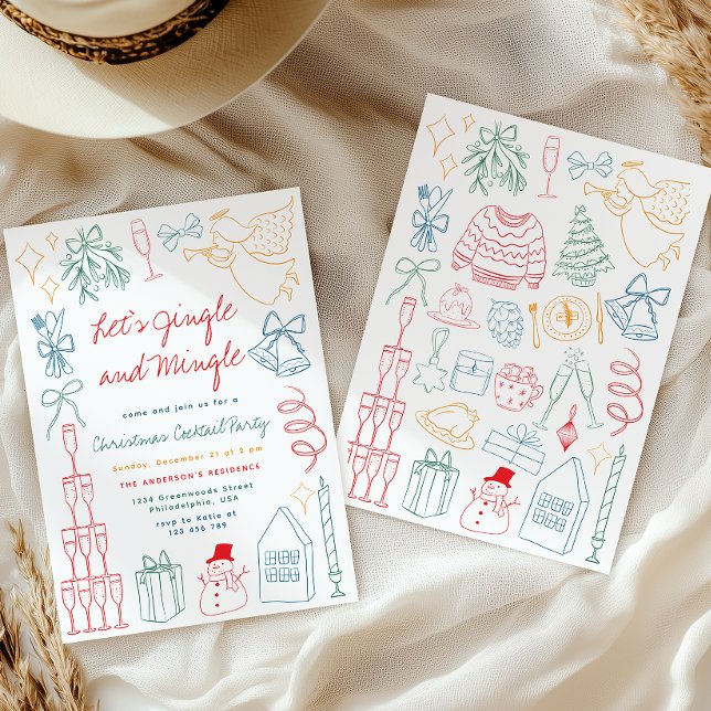 Quirky Colorful Jingle Cocktail Weihnachten Einladung (Von Creator hochgeladen)