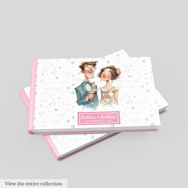 Quirky Couple Guest Book Funny Wedding Watercolor Gästebuch (Quirky Couple Guest Book Funny Wedding Watercolor)