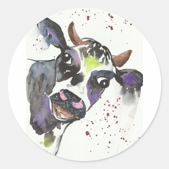 Quirky Cow Runder Aufkleber (Vorderseite)