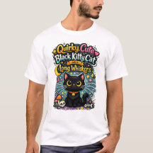 Quirky Cute Black Kitty Cat with Long Whiskers